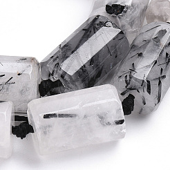 Нити бусин из натурального черного рутилированного кварца G-S269-07