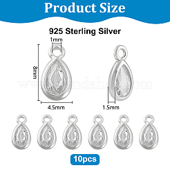 10 шт. 925 подвески-капли из стерлингового серебра с прозрачными кубическими цирконами&nbsp;STER-PH0004-39