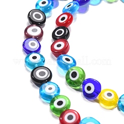 Ручной сглаза Lampwork плоские круглые пряди шарик LAMP-L058-10mm-M