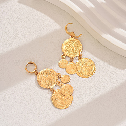 Винтажные латунные серьги-кольца с кисточками из монет BH8763