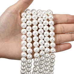 Круглые бусины из экологически чистого окрашенного стекла с жемчугом&nbsp;HY-A002-10mm-RB001