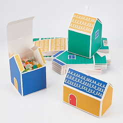 32 шт. 4 стиля картонных подарочных коробок в форме домика CON-NB0002-23