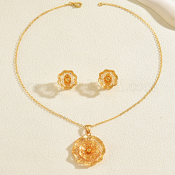 Комплекты из полых винтажных латунных серег-гвоздиков и ожерелий с подвесками для женщин&nbsp;SA8016