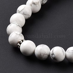 Колье из натурального говлита в виде пули и кисточек с цепочками из бисера из смешанных драгоценных камней NJEW-E585-02H