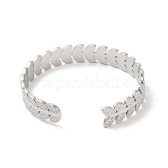 Не тускнеющие открытые браслеты-манжеты из нержавеющей стали 304 в форме листа&nbsp;BJEW-L682-029P