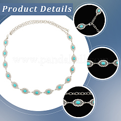 1 шт сплав с имитацией смолы бирюзового цвета овальные звенья цепи ремни&nbsp;AJEW-CY0001-79B