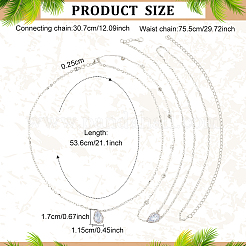 1 шт. прозрачный кубический цирконий каплевидный фон ожерелье цепь для тела NJEW-FG0001-02S