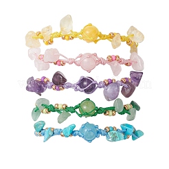 Плетеные браслеты из натуральных и синтетических драгоценных камней&nbsp;BJEW-MZ00236