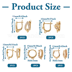 10 шт. 5 стильные латунные серьги-кольца с микропаве из кубического циркония&nbsp;EJEW-TA0001-24