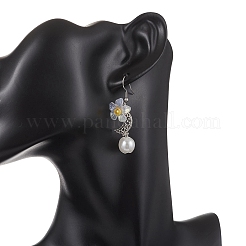 Серьги-подвески из пластика в форме цветка с луной&nbsp;EJEW-JE06820