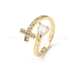 Манжеты из латуни с микро паве кубический цирконий для женщин RJEW-L334-04G