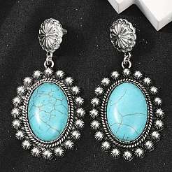 Серьги-гвоздики из сплава синтетической бирюзы&nbsp;EJEW-U053-01AS