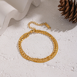 Минималистичные браслеты из нержавеющей стали 304 с кубинской цепочкой и змеевидной цепочкой&nbsp;IA3744