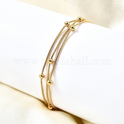 304 нержавеющая сталь спутниковые цепи многорядные браслеты для женщин BJEW-V012-05G