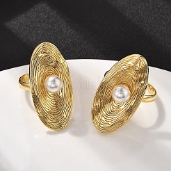 Овальные латунные кольца для женщин RJEW-S622-04G