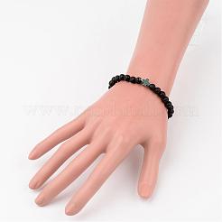 Браслеты-стрейч с бусинами из натуральной лавы&nbsp;BJEW-JB02258