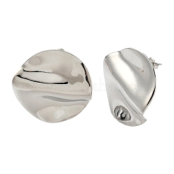 Плоские круглые серьги-гвоздики из нержавеющей стали 304 EJEW-K268-56P