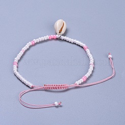 Регулируемые стеклянные браслеты из бисера BJEW-JB04283-M