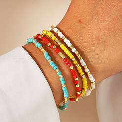 4шт набор из латунных и стеклянных бусин в стиле бохо&nbsp;VZ3169