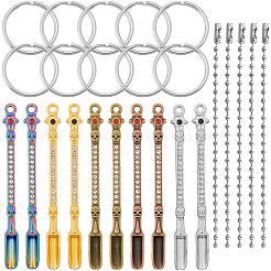 10шт 5 цвета сплава горный хрусталь лопатка брелок&nbsp;KEYC-SC0001-58