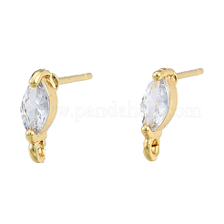 Фурнитура для серег-гвоздиков из латуни с паве из прозрачного кубического циркония KK-N231-419