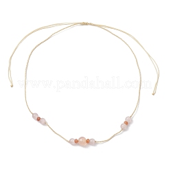 Регулируемые круглые плетеные ожерелья из натурального сердолика NJEW-JN05322