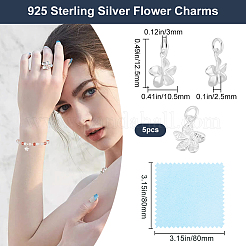 5 шт. 925 подвески-цветка из стерлингового серебра с соединительными кольцами и 1 шт. двухсторонней замшевой ткани для полировки серебра FIND-BBC0015-93