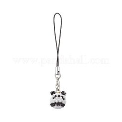 Ремешки для мобильного телефона из стеклянных бусин в виде панды&nbsp;HJEW-MZ00369