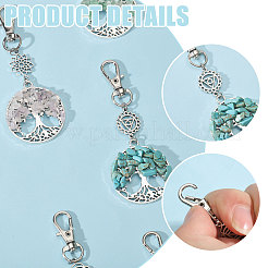 14 шт. 7 стиля чакра натуральные и синтетические драгоценные камни бусины и сплав древо жизни подвеска украшения HJEW-FH00150