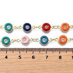 Латунные цветные эмалевые пончиковые цепочки-цепочки для женщин NJEW-D314-04G