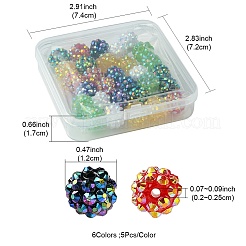 30шт 6 цвета смоляные бусины со стразами RESI-FS0001-64