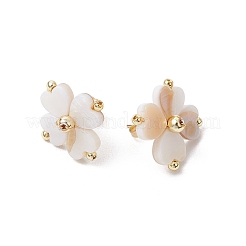 Серьги-гвоздики из натуральной пресноводной ракушки клевер EJEW-JE06387
