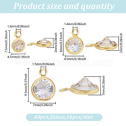 48 шт. 3 стиля латунных подвесок с микропаве из прозрачного кубического циркония&nbsp;FIND-GO0003-37