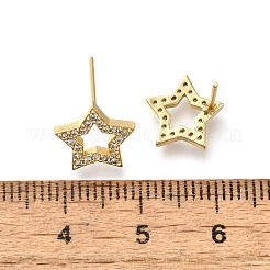 Серьги-гвоздики из латуни с микропаве из кубического циркония&nbsp;EJEW-D304-33G