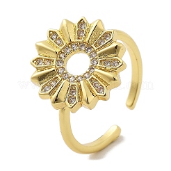 Манжеты из латуни с микро паве кубический цирконий для женщин&nbsp;RJEW-P129-06B-G