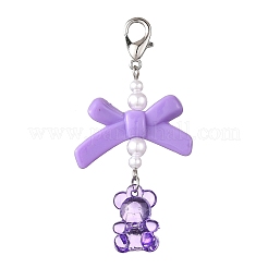 Акриловый медведь с подвесными украшениями в виде банта HJEW-JM04101