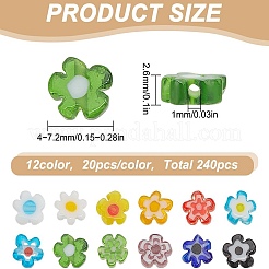 240шт 12 вида цветов ручной работы из стеклянных бусин Миллефиори&nbsp;LAMP-HY0001-09