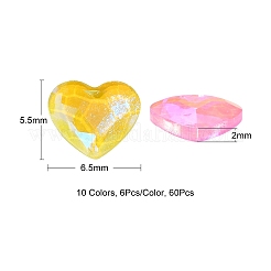 60шт 10 цвета сердце полупрозрачные стеклянные кабошоны MRMJ-YW0002-003