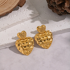 Серьги-гвоздики в форме сердца с текстурированной поверхностью&nbsp;WF7533