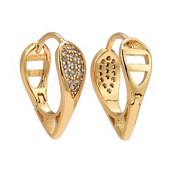 Серьги-кольца в виде слезинок с прозрачным кубическим цирконием EJEW-C012-01