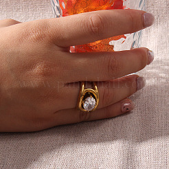 Кольца из нержавеющей стали и кубического циркония&nbsp;FS-WG8A7D9-03