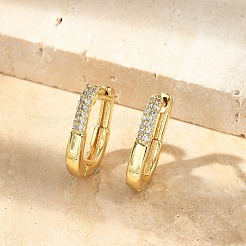 Овальные серьги-кольца из латуни с микропаве из прозрачных кубических цирконий EJEW-D311-011G