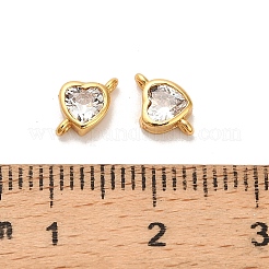 Подвески-сердечки с подвесками-соединителями из латуни с прозрачными кубическими цирконами&nbsp;KK-H515-01B-G