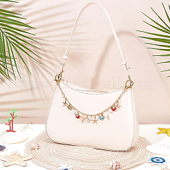 Подвеска-мешок из натуральной ракушки и эмалевого сплава в форме морской звезды&nbsp;HJEW-ME00044