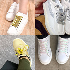 18 пара двухцветных блестящих полиэстеровых шнурков&nbsp;AJEW-GL0002-42