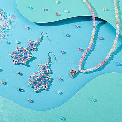 8 пакетик 8-х цветных ромбовидных прозрачных стеклянных бусин GLAA-PH0004-16