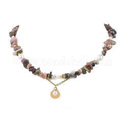 Наборы ожерелий и браслетов для женщин из натуральных разноцветных турмалиновых бусин.&nbsp;SJEW-JS01372-02