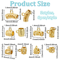 30 шт. 6 стиля латунных трубчатых дужек&nbsp;KK-PH0011-95