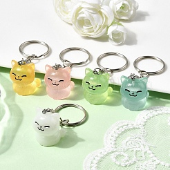 5 шт. светящийся прозрачный брелок в форме кошки из смолы KEYC-JKC01431