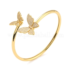 Браслет-манжета в форме бабочки из прозрачного кубического циркония BJEW-I298-06G